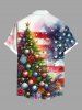 Chemise avec Boutons à Imprimé Drapeau Américain Boules et Sapin de Noël Grande-Taille pour Hommes - Multi-A M