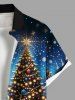 Chemise Grande Taille Imprimé Chat-Sapin de Noël - Noir L