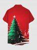 Chemise Imprimé Élément de Noël Grande Taille avec Poches - Rouge XL