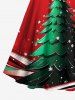 Plus Size Christmas Tree Star Snowflake Print Scalloped V Neck Dress With A Belt -  