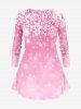 Plus Size Christmas Tree Ball Snowman Snowflake Print T-shirt -  