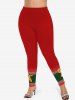 Christmas 3D Textured Knit Gingerbread Print Long Sleeves T-shirt and Leggings Plus Size Matching Set -  