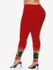 Christmas 3D Textured Knit Gingerbread Print Long Sleeves T-shirt and Leggings Plus Size Matching Set -  