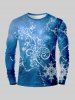 Christmas Snowflake Floral Galaxy Glitter 3D Print Plus Size Matching Outfit For Couples - Bleu 