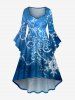 Christmas Snowflake Floral Galaxy Glitter 3D Print Plus Size Matching Outfit For Couples - Bleu 