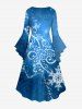 Christmas Snowflake Floral Galaxy Glitter 3D Print Plus Size Matching Outfit For Couples - Bleu 
