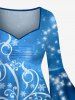 Christmas Snowflake Floral Galaxy Glitter 3D Print Plus Size Matching Outfit For Couples - Bleu 