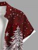 Plus Size Christmas Tree Snow Print Button Pocket Shirt For Men -  