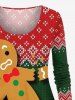 T-shirt de Noël Texturé 3D Tricoté Imprimé de Grande Taille à Manches Longues - Rouge 6X