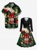 Plus Size Christmas Ball Candle Dolls Print Scalloped Neck A Line Dress with Tied Belt -  