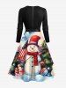 Plus Size Christmas Tree Snowflake Snowman Tie Dye Patriotic American Flag Print Scalloped Neck Dress with Tied Belt -  