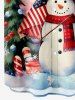 Chemise à Boutons avec Poche Imprimé Sapins de Noël et Bonhomme de Neige Grande Taille pour Hommes - Multi-A 2XL