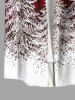 Plus Size Christmas Tree Snow Print Button Pocket Shirt For Men -  