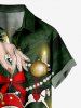 Plus Size Christmas Ball Candle Dolls Print Button Pocket Shirt For Men -  