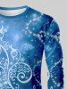 T-shirt de Noël 3D Flocon de Neige Galaxie Imprimés de Grande Taille à Paillettes - Bleu S