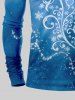 T-shirt de Noël 3D Flocon de Neige Galaxie Imprimés de Grande Taille à Paillettes - Bleu S