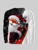 T-shirt Bicolore Père Noël et Cadeaux Imprimés de Grande Taille - Noir S