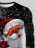 T-shirt Bicolore Père Noël et Cadeaux Imprimés de Grande Taille - Noir S