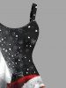 Plus Size Christmas Santa Claus Gift Box Two Tone Colorblock Print Tank Dress -  