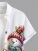 Chemisier avec Boutons à Imprimé Élans et Bonhomme de Neige de Noël Grande-Taille pour Hommes - Blanc XL