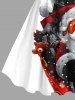Plus Size Christmas Santa Claus Gift Box Two Tone Colorblock Print Tank Dress -  