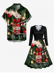 Christmas Ball Candle Dolls Print Plus Size Matching Outfit For Couples -  