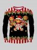 Tenue Adorable à Imprimé Etoiles Au Gingembre et Fruits de Noël Grande-Taille pour Couples - Noir 