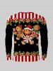 Tenue Adorable à Imprimé Etoiles Au Gingembre et Fruits de Noël Grande-Taille pour Couples - Noir 