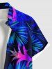 Tenue de Plage à Imprimé Feuilles Tropicales Grande-Taille pour Couples - Bleu 