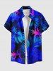 Tenue de Plage à Imprimé Feuilles Tropicales Grande-Taille pour Couples - Bleu 