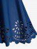 Maillot de bain tankini grande taille à découpes florales et panneaux cintrés (bretelles réglables) - Bleu 3X | US 22-24