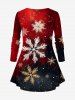 Plus Size Christmas Snowflake Ombre Galaxy Print Long Sleeves T-shirt -  
