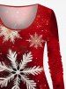 Plus Size Christmas Snowflake Ombre Galaxy Print Long Sleeves T-shirt -  