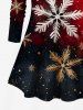 Plus Size Christmas Snowflake Ombre Galaxy Print Long Sleeves T-shirt -  