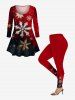 Plus Size Christmas Snowflake Ombre Galaxy Print Long Sleeves T-shirt -  