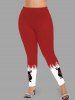 Legging à Imprimé Papillons Fleurs et Chats Grande-Taille - Rouge XS