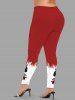 Legging à Imprimé Papillons Fleurs et Chats Grande-Taille - Rouge XS