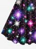 Plus Size Christmas Colorful Glitter Sparkling Stars Galaxy Belt Print A Line Tank Dress -  