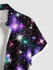 Chemise Manches Longues à Imprimé Etoiles Brillantes Colorée et Galaxie pour Hommes Grande-Taille - Noir XL