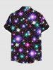 Chemise Manches Longues à Imprimé Etoiles Brillantes Colorée et Galaxie pour Hommes Grande-Taille - Noir 3XL