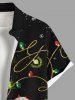 Chemise Bonhomme de Neige Lumière et Flocon de Neige Imprimés en Blocs de Couleurs avec Poche de Grande Taille pour Homme - Noir 3XL