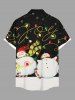 Plus Size Christmas Light Snowman Snowflake Colorblock Print Buttons Pocket Shirt For Men -  
