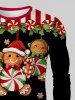 T-shirt Imprimé Trèfle et Bonbon de Noël Grande Taille pour Homme - Noir XL