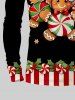 T-shirt Imprimé Trèfle et Bonbon de Noël Grande Taille pour Homme - Noir 2XL