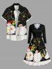 Plus Size Christmas Light Snowman Snowflake Colorblock Print Scalloped V Neck Dress With A Belt -  