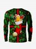 Plus Size Christmas Sock Holy Fruit Leaf Candy Gingerbread Print T-shirt For Men -  