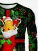 Plus Size Christmas Sock Holy Fruit Leaf Candy Gingerbread Print T-shirt For Men -  