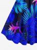 Plus Size Tropical Leaf Flower Print Hawaii Tank Dress -  