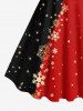 Plus Size Christmas Snowflake Two Tone Colorblock Star Glitter 3D Print Tank Dress -  