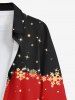 Chemise 3D Etoile Flocon de Neige Noël Imprimés en Blocs de Couleurs avec Poche de Grande Taille à Paillettes - Rouge 7XL